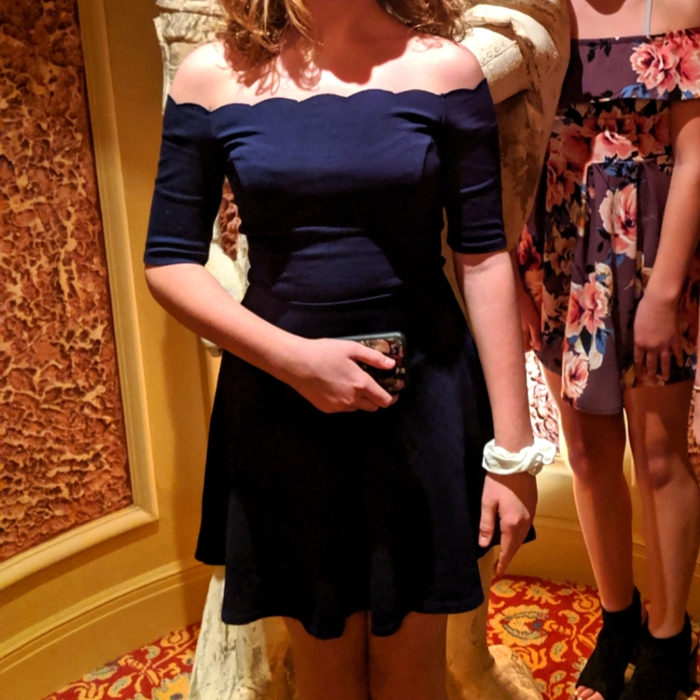 Lola Grace Royal Blue Scalloped Neckline Dress XS